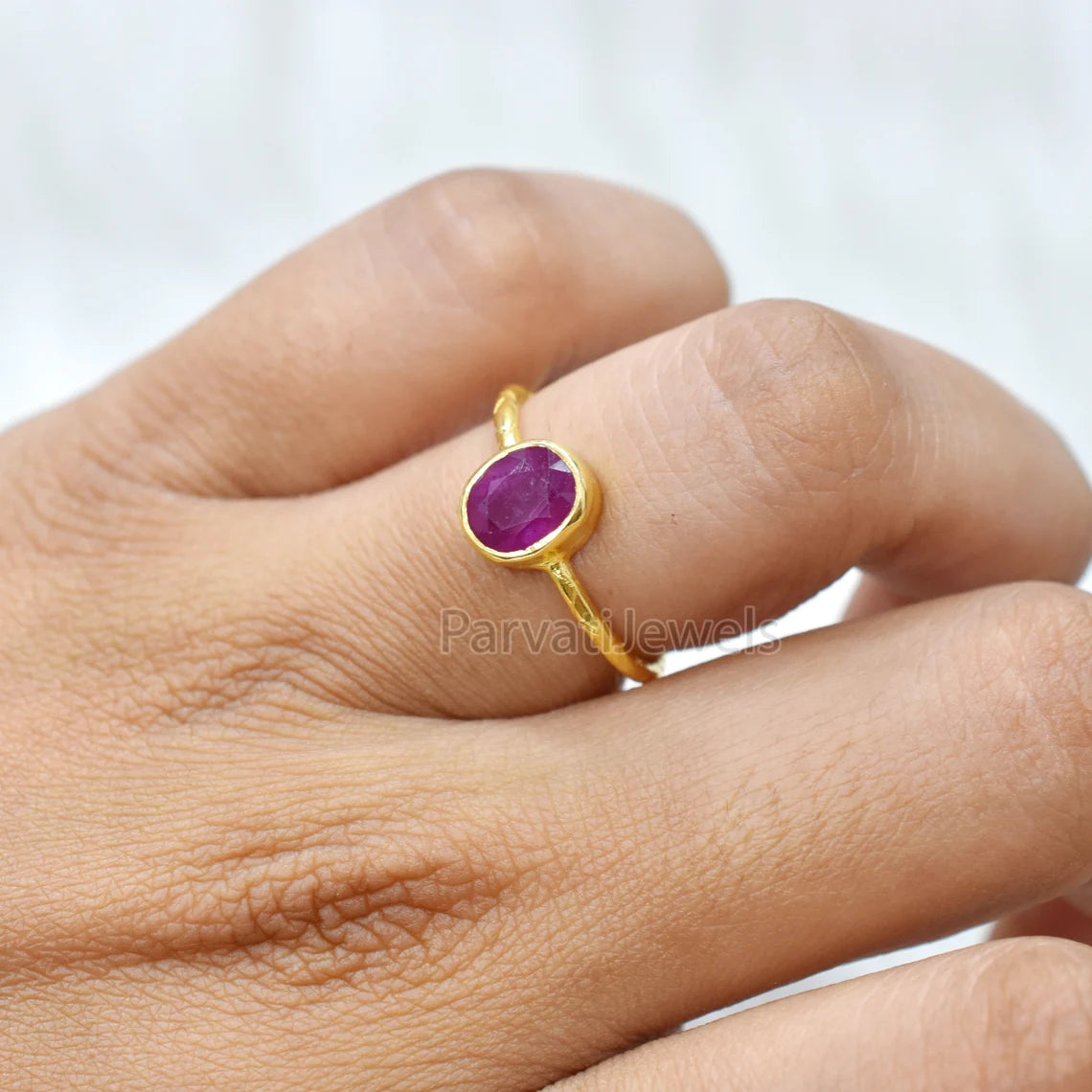 Natural Ruby Oval Shape Gold Ring, 14K & 18k Ruby Gold Ring, Gold Ring, Engagement Ring, Solid Gold Ring, Handmade Ring, Gift for her