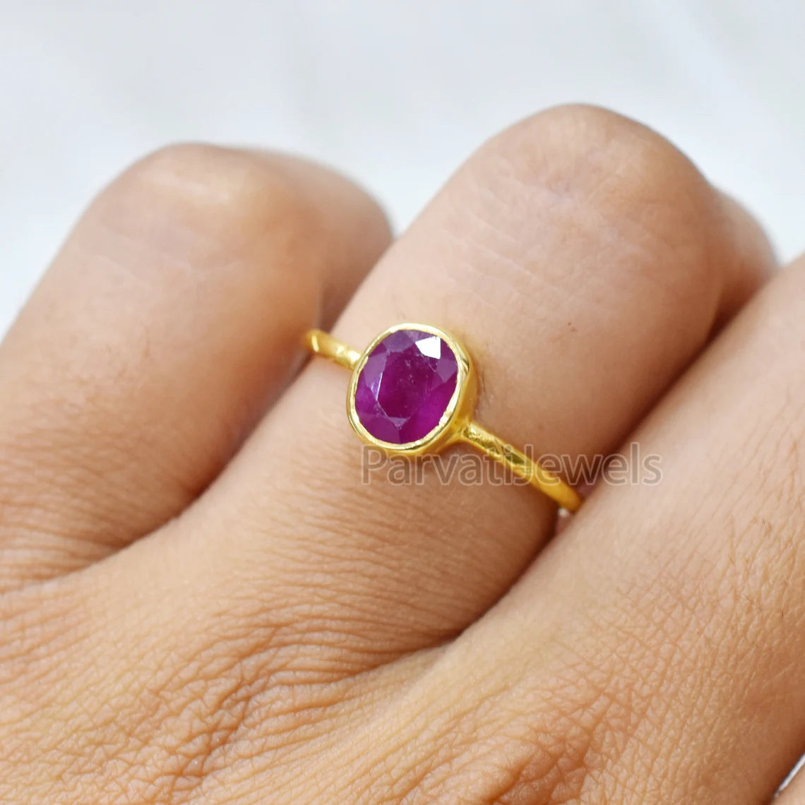 Natural Ruby Oval Shape Gold Ring, 14K & 18k Ruby Gold Ring, Gold Ring, Engagement Ring, Solid Gold Ring, Handmade Ring, Gift for her