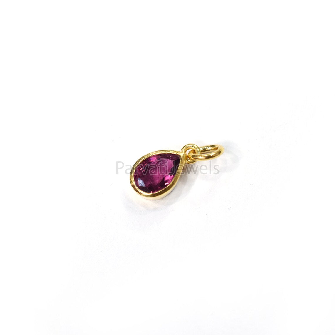 Pink Tourmaline Charm, 18k Solid Gold Charm, Solid Cold Charm, Handmade charm, 14K Gold Charm, Faceted Tourmaline Charm, Handmade Gold Charm
