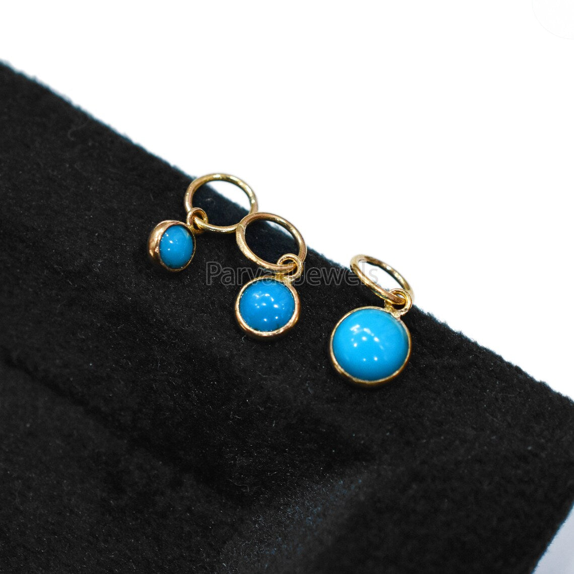 Beautiful Turquoise Charm, 18k Solid Gold Charm, Natural Turquoise Charm, Handmade Gold Charm,Natural Sleeping Beauty Turquoise,Gift For Her