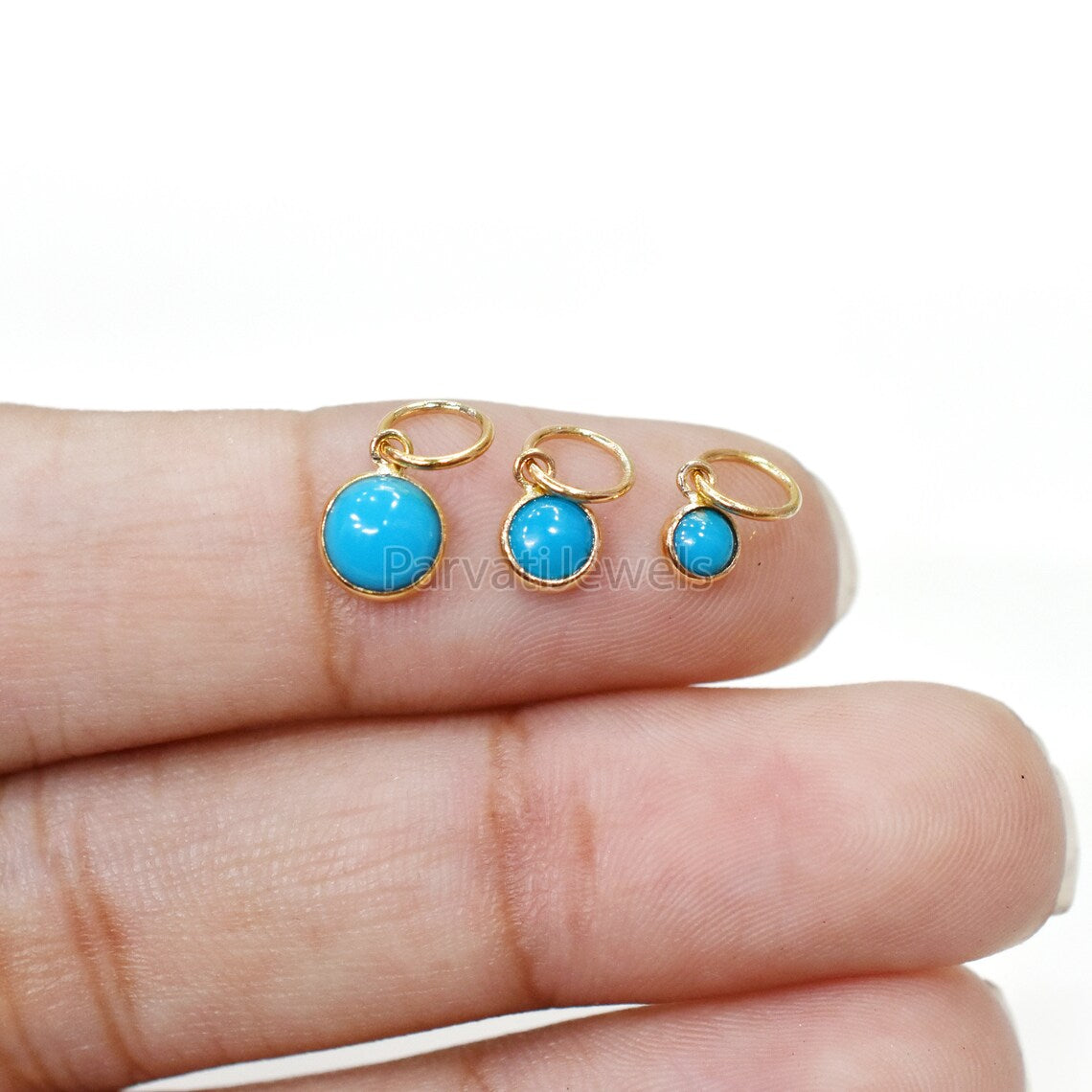 Beautiful Turquoise Charm, 18k Solid Gold Charm, Natural Turquoise Charm, Handmade Gold Charm,Natural Sleeping Beauty Turquoise,Gift For Her