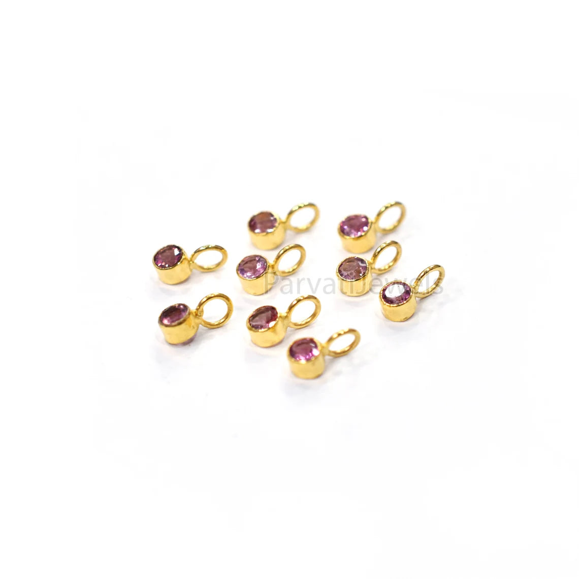Pink Tourmaline 18K Gold Charm, Solid Gold Charm, Pink Tourmaline Gold Charm Pendant, Handmade Gold Charm, Minimalist 18k Gold Charm