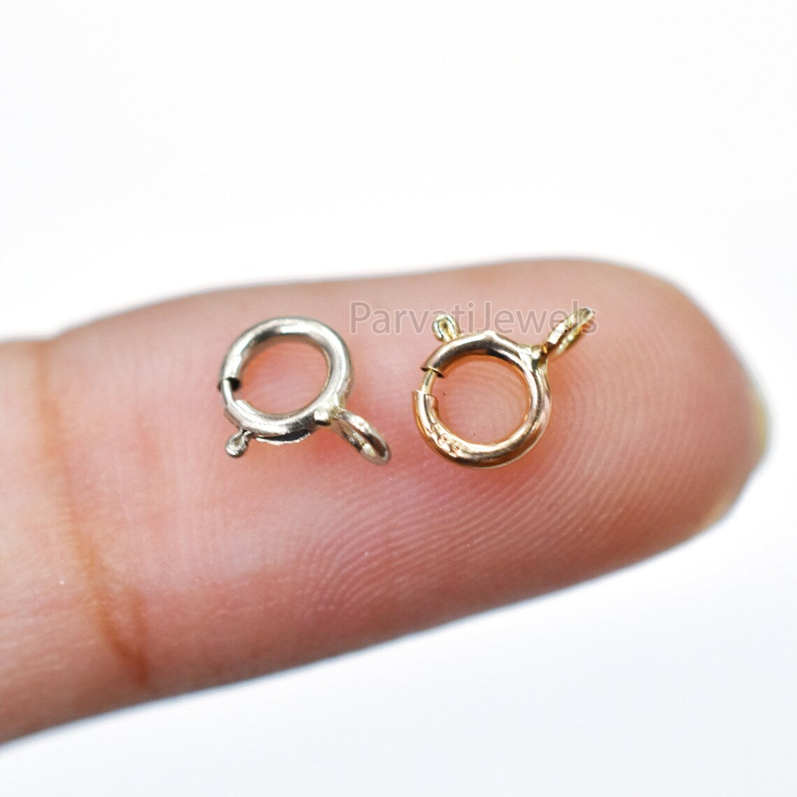 14K, 18K Solid Gold Ring Spring Lock Findings, 6 MM Spring Lock, Solid Clasp Findings Charm Jewelry, Gold Ring Spring Lock Handmade Charm