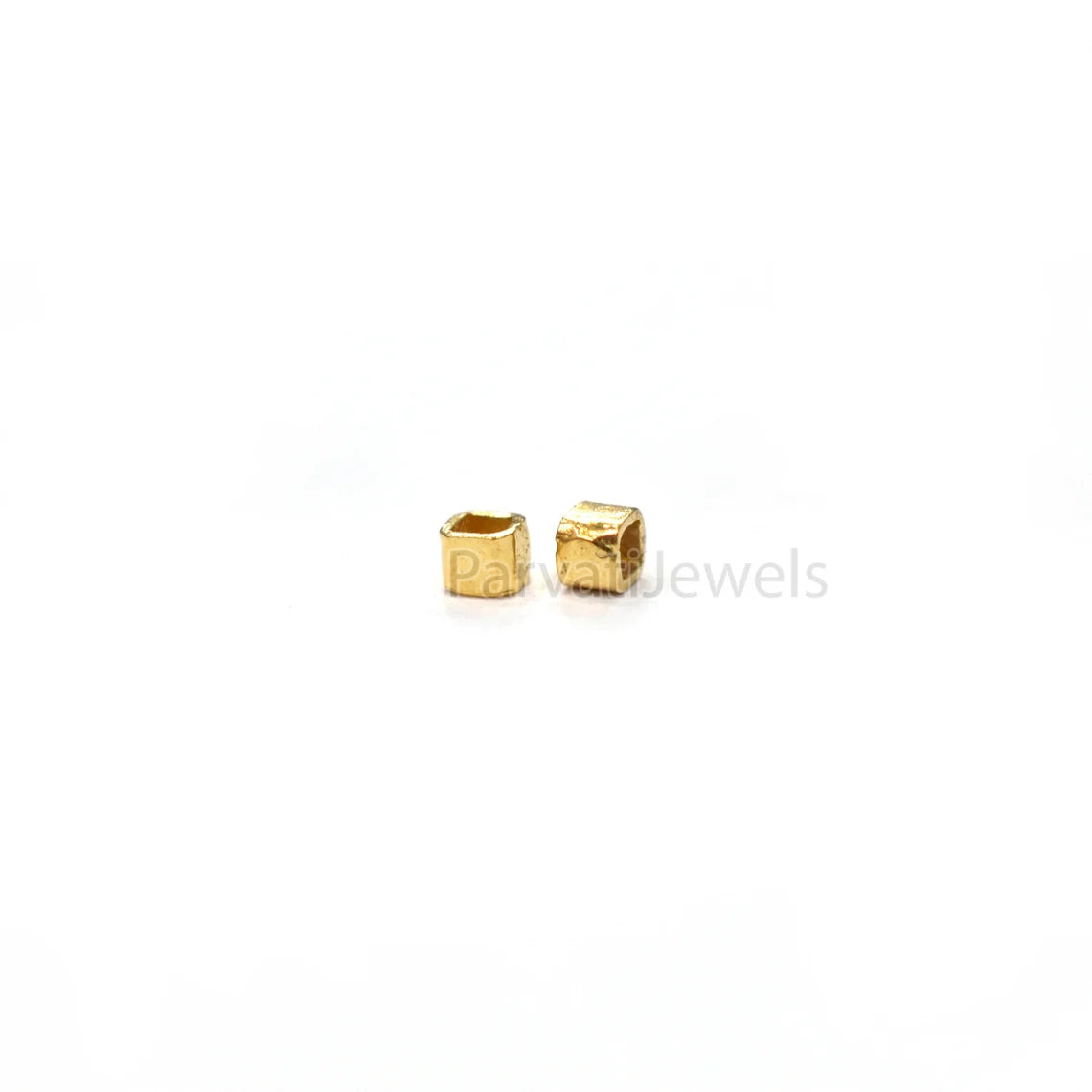 14k & 18K Solid Gold Square Beads Supported Charm. Gold Charm Findings Part, Bead Cap Part in 14k 18K Gold, Bead Caps Spacers End Cap DIY