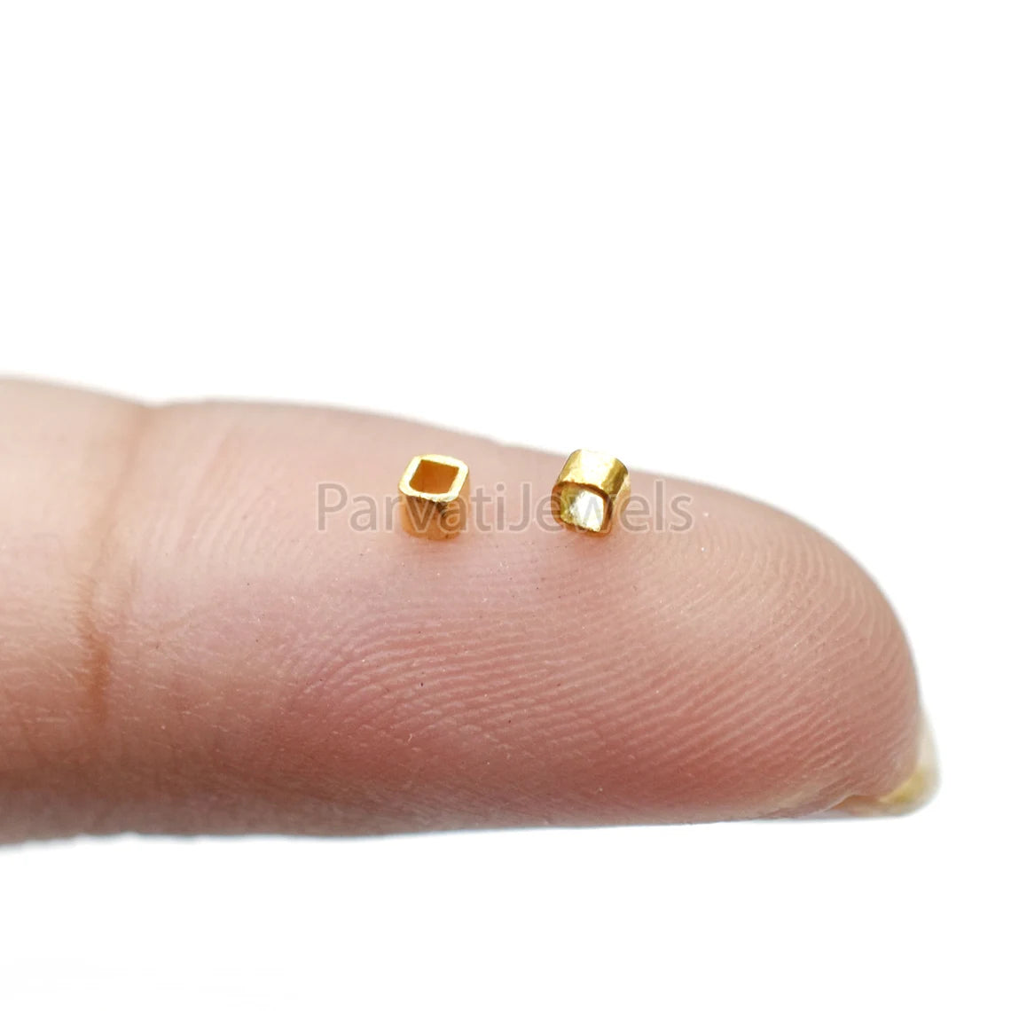 14k & 18K Solid Gold Square Beads Supported Charm. Gold Charm Findings Part, Bead Cap Part in 14k 18K Gold, Bead Caps Spacers End Cap DIY