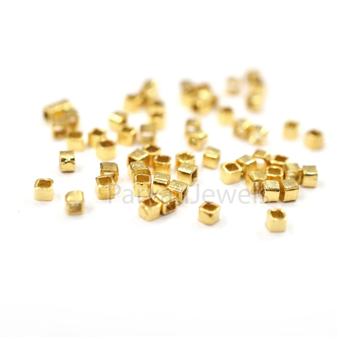 14k & 18K Solid Gold Square Beads Supported Charm. Gold Charm Findings Part, Bead Cap Part in 14k 18K Gold, Bead Caps Spacers End Cap DIY