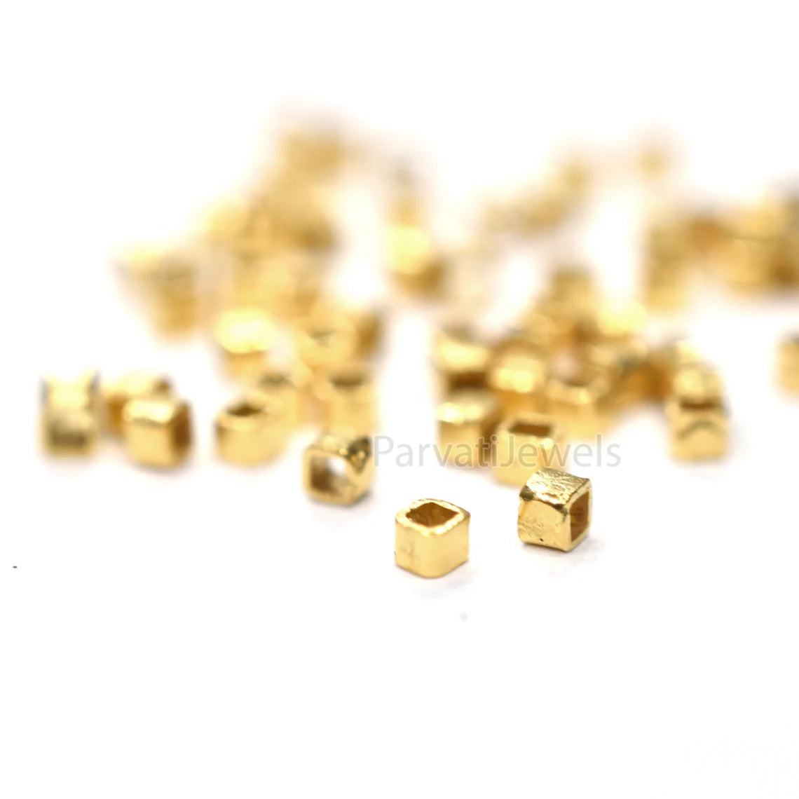 14k & 18K Solid Gold Square Beads Supported Charm. Gold Charm Findings Part, Bead Cap Part in 14k 18K Gold, Bead Caps Spacers End Cap DIY