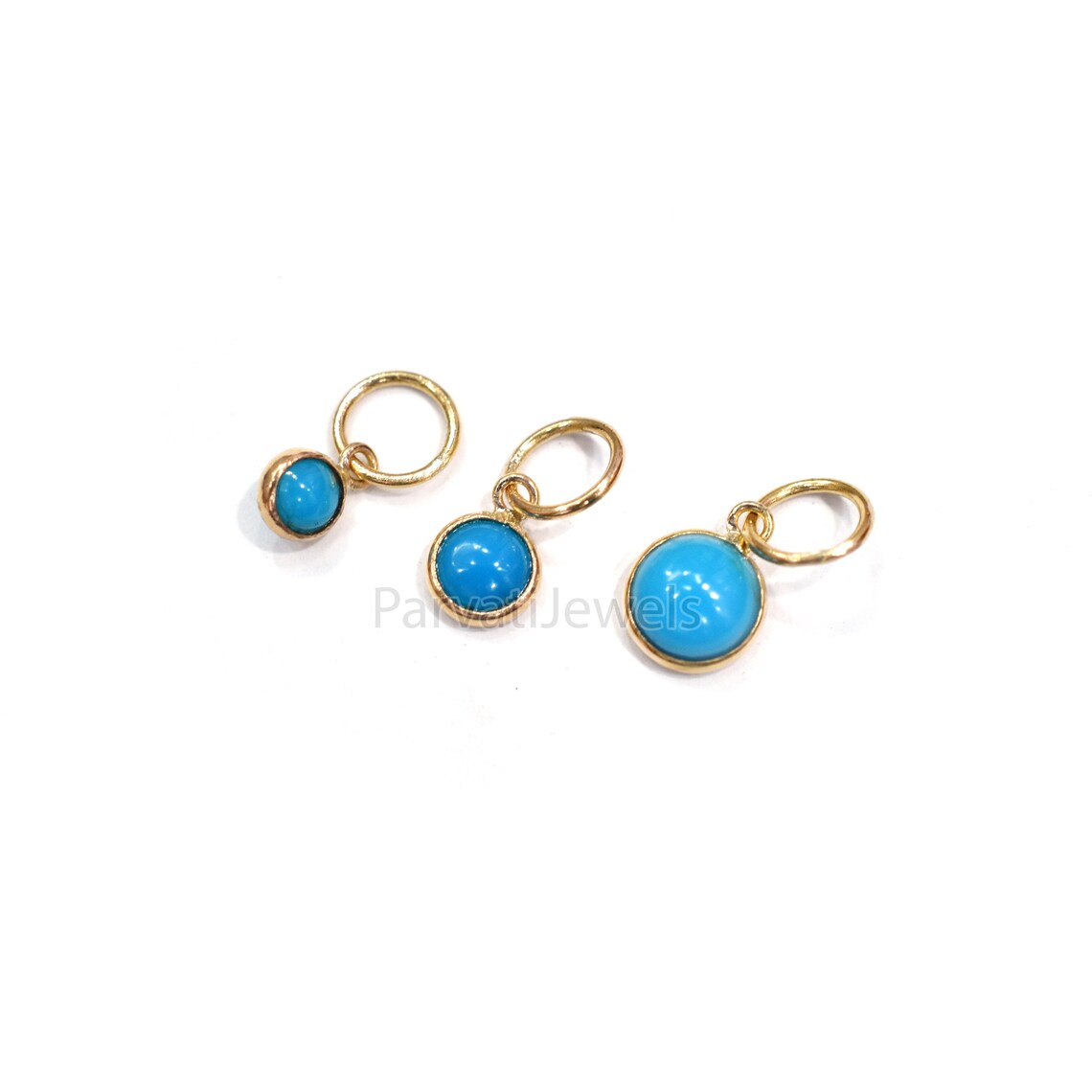 Beautiful Turquoise Charm, 18k Solid Gold Charm, Natural Turquoise Charm, Handmade Gold Charm,Natural Sleeping Beauty Turquoise,Gift For Her