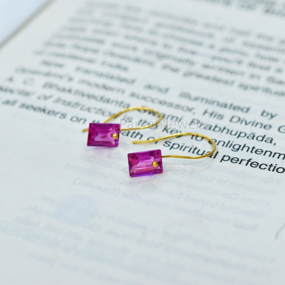 Tourmaline Earrings Solid Gold, 14K & 18K Gold Earrings, Gorgeous Pink Tourmaline 18K Solid Gold Earrings, Handmade Earrings For Women Gift