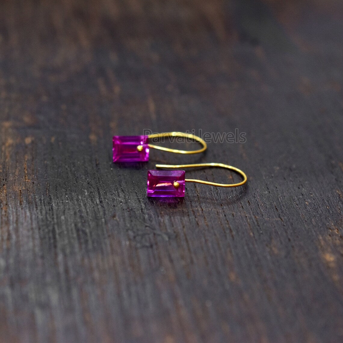 Tourmaline Earrings Solid Gold, 14K & 18K Gold Earrings, Gorgeous Pink Tourmaline 18K Solid Gold Earrings, Handmade Earrings For Women Gift