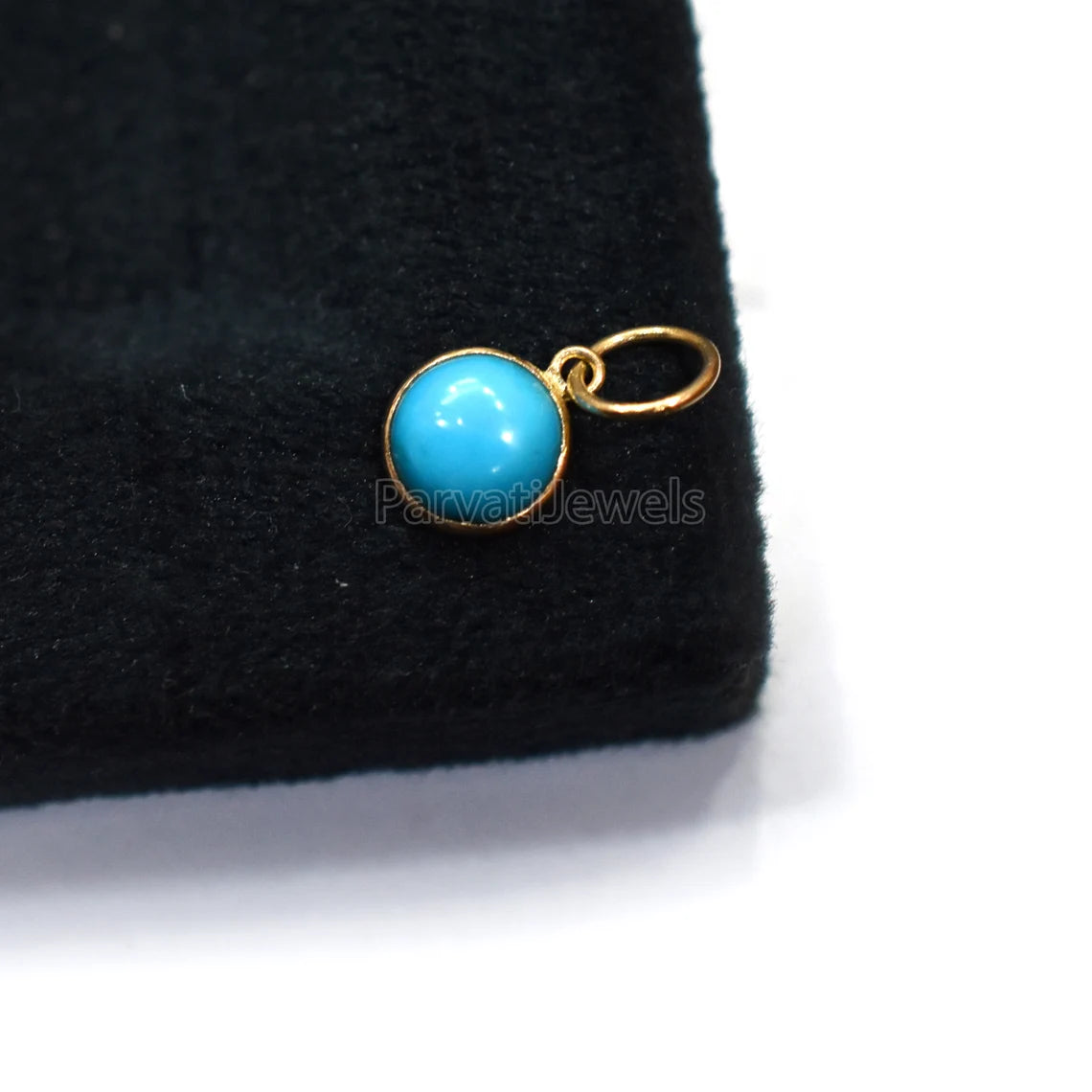 Beautiful Turquoise Charm, 18k Solid Gold Charm, Natural Turquoise Charm, Handmade Gold Charm,Natural Sleeping Beauty Turquoise,Gift For Her