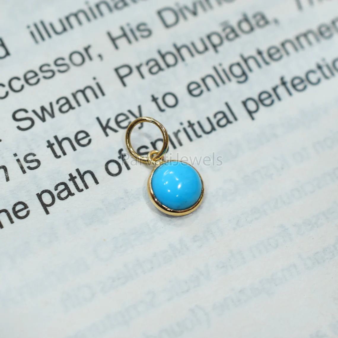 Beautiful Turquoise Charm, 18k Solid Gold Charm, Natural Turquoise Charm, Handmade Gold Charm,Natural Sleeping Beauty Turquoise,Gift For Her