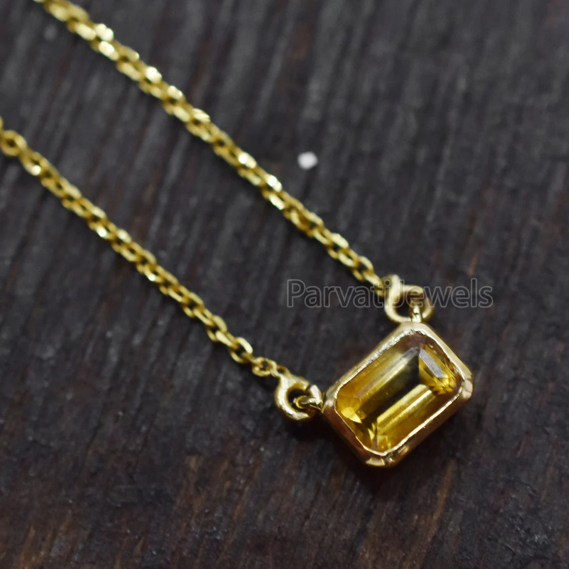 Natural Citrine 18k Solid Gold Charm Necklace Jewelry, Citrine Charm Necklace, 18K Solid Gold Necklace, Handmade Gold Jewelry