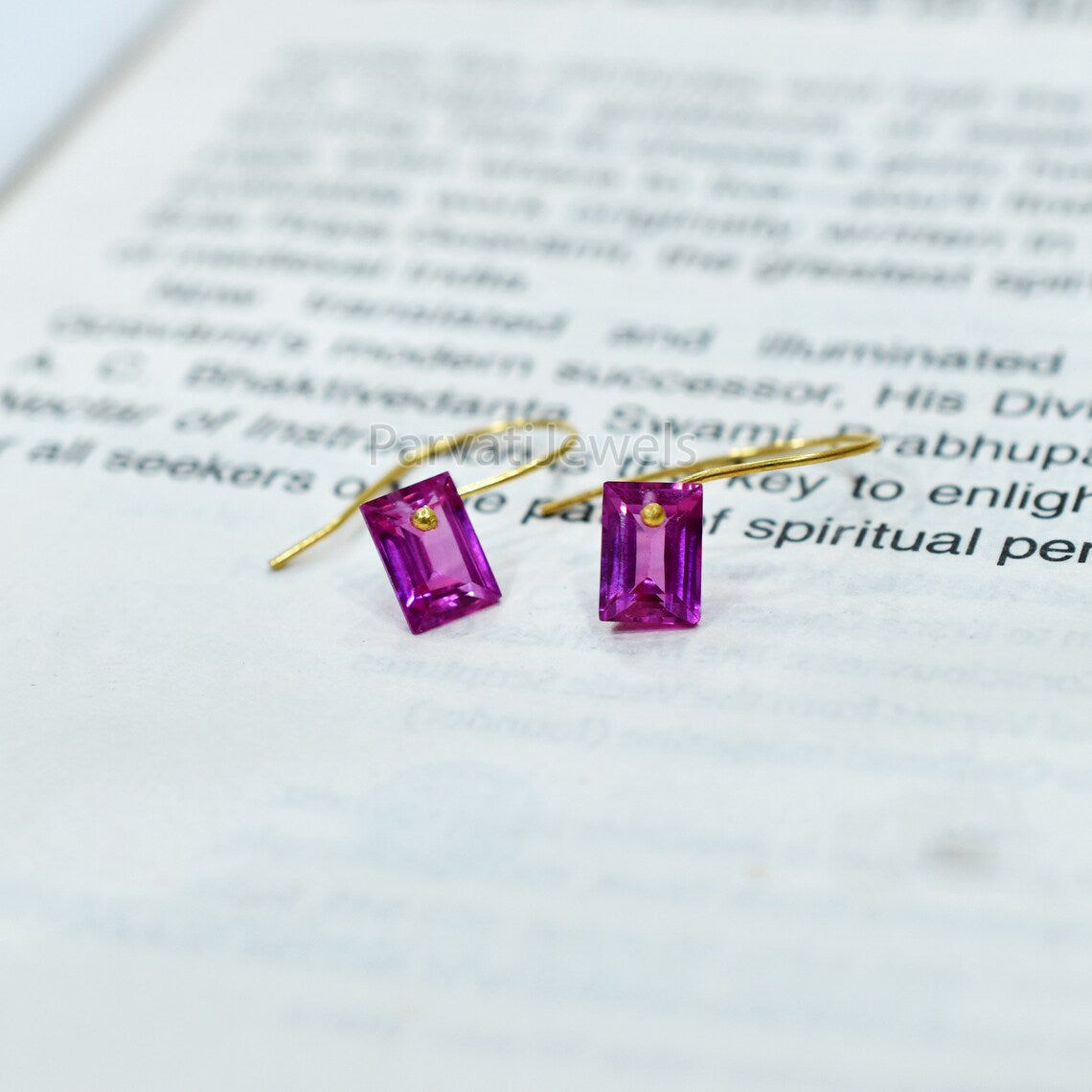Tourmaline Earrings Solid Gold, 14K & 18K Gold Earrings, Gorgeous Pink Tourmaline 18K Solid Gold Earrings, Handmade Earrings For Women Gift