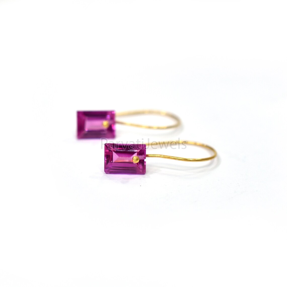 Tourmaline Earrings Solid Gold, 14K & 18K Gold Earrings, Gorgeous Pink Tourmaline 18K Solid Gold Earrings, Handmade Earrings For Women Gift