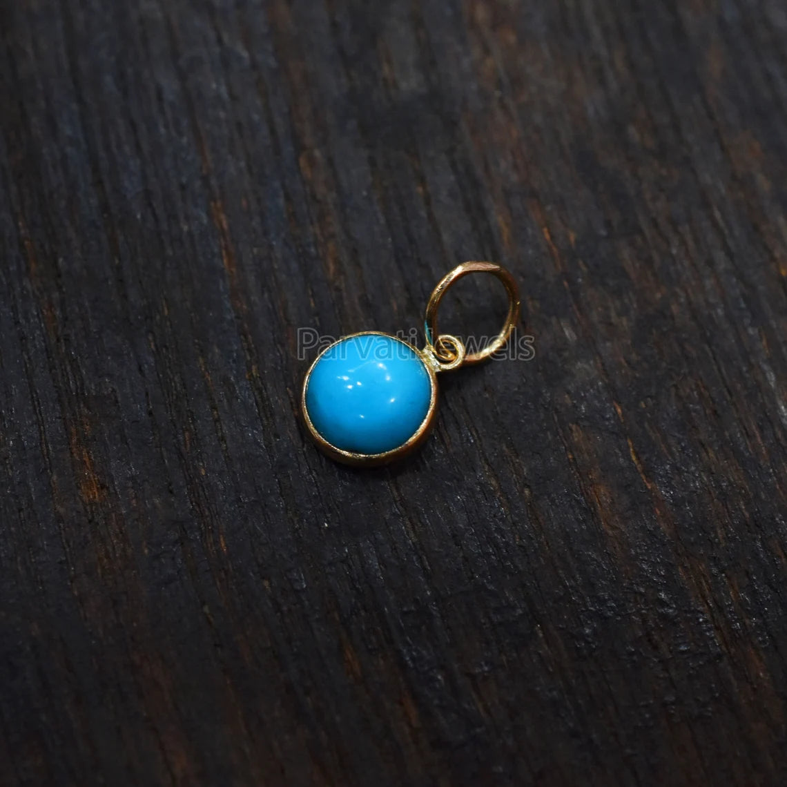 Beautiful Turquoise Charm, 18k Solid Gold Charm, Natural Turquoise Charm, Handmade Gold Charm,Natural Sleeping Beauty Turquoise,Gift For Her