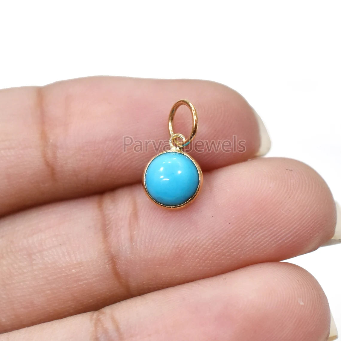 Beautiful Turquoise Charm, 18k Solid Gold Charm, Natural Turquoise Charm, Handmade Gold Charm,Natural Sleeping Beauty Turquoise,Gift For Her