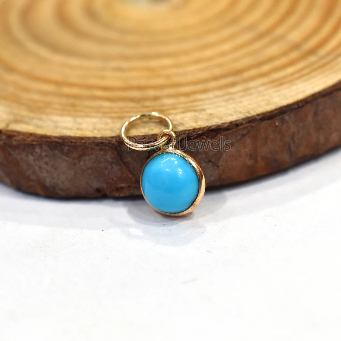 Beautiful Turquoise Charm, 18k Solid Gold Charm, Natural Turquoise Charm, Handmade Gold Charm,Natural Sleeping Beauty Turquoise,Gift For Her