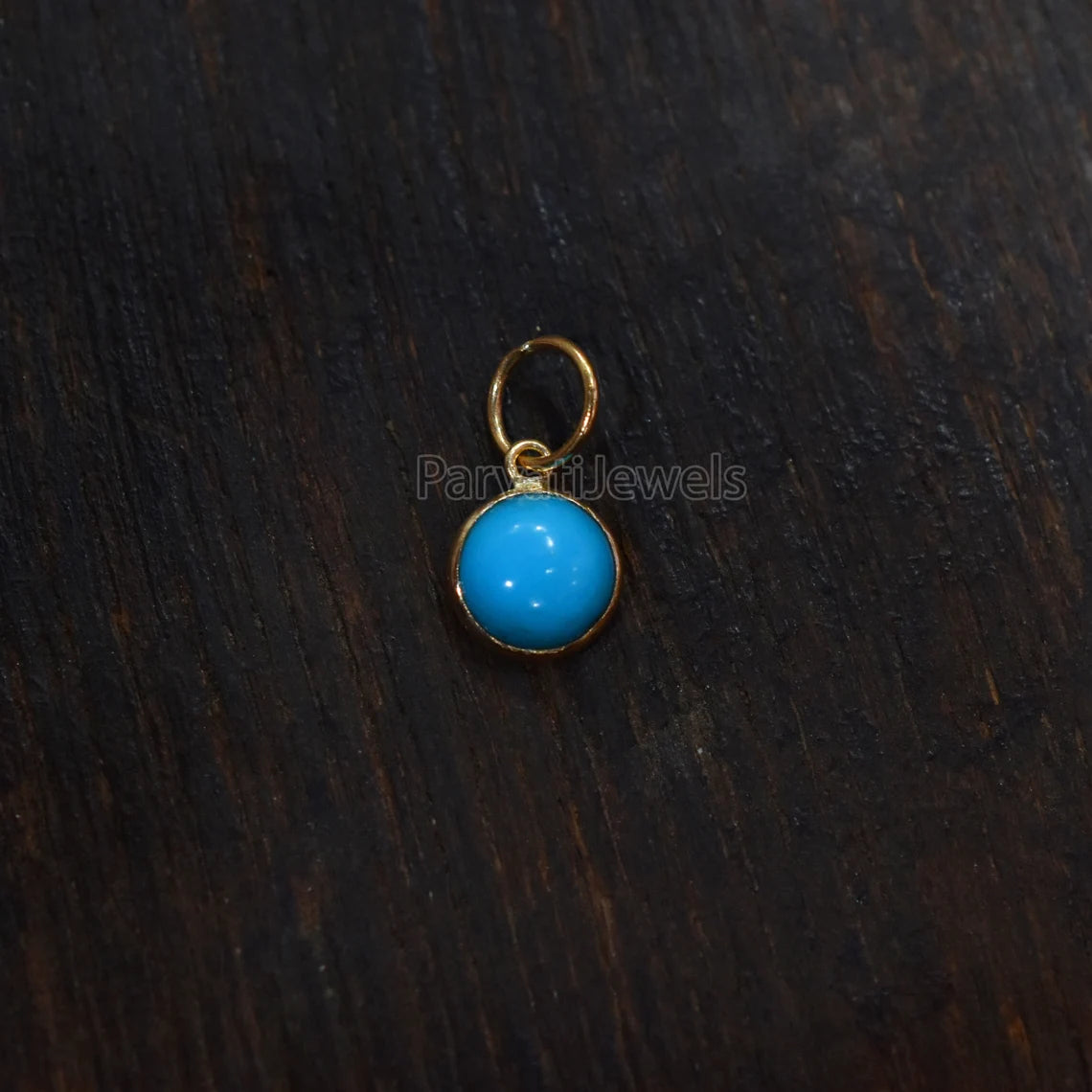 Beautiful Turquoise Charm, 18k Solid Gold Charm, Natural Turquoise Charm, Handmade Gold Charm,Natural Sleeping Beauty Turquoise,Gift For Her