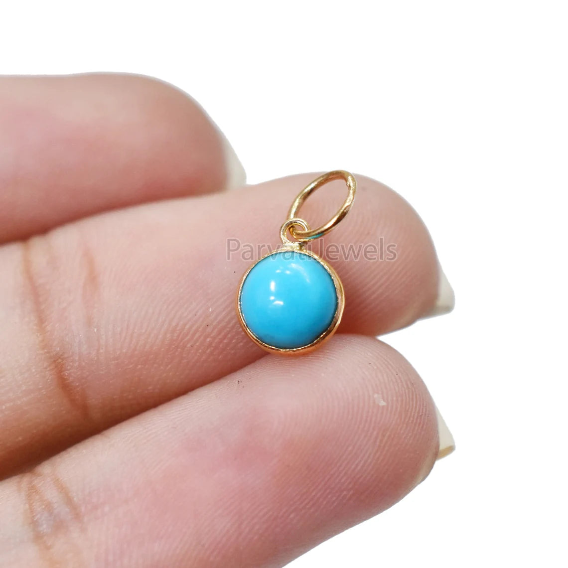 Beautiful Turquoise Charm, 18k Solid Gold Charm, Natural Turquoise Charm, Handmade Gold Charm,Natural Sleeping Beauty Turquoise,Gift For Her