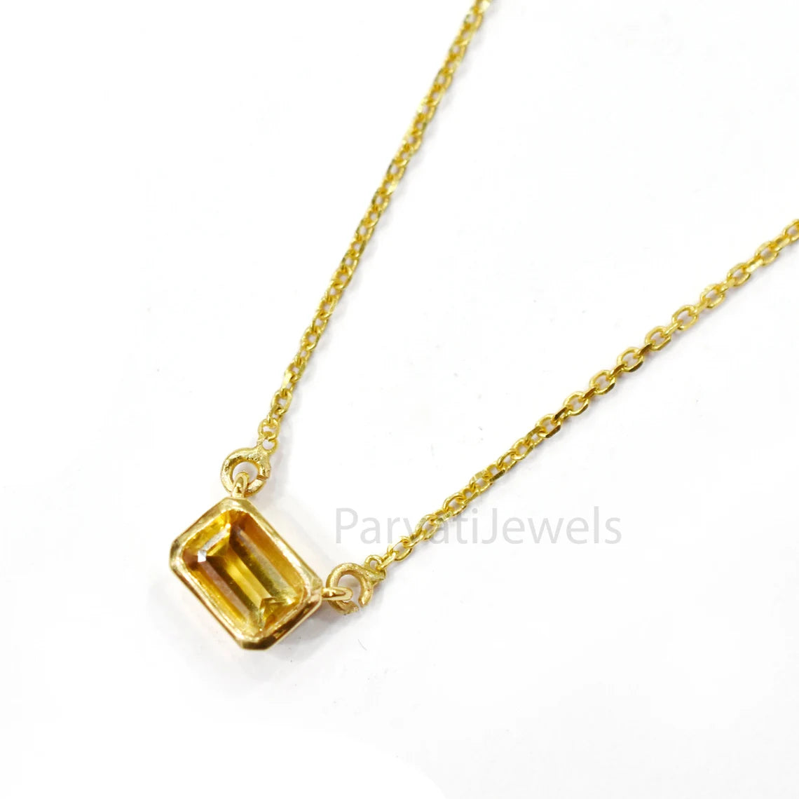 Natural Citrine 18k Solid Gold Charm Necklace Jewelry, Citrine Charm Necklace, 18K Solid Gold Necklace, Handmade Gold Jewelry