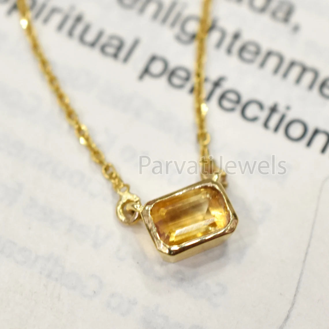 Natural Citrine 18k Solid Gold Charm Necklace Jewelry, Citrine Charm Necklace, 18K Solid Gold Necklace, Handmade Gold Jewelry
