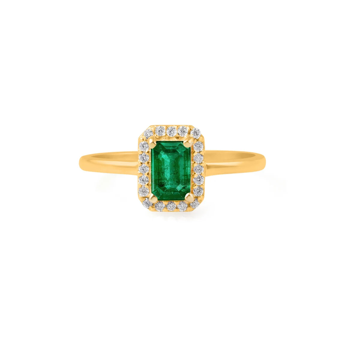 Natural Emerald Solid Gold Ring, 18K Solid Gold Emerald Halo Diamond Ring, Anniversary Gift, Emerald Gold Ring,May Birthstone, Gift Jewelry