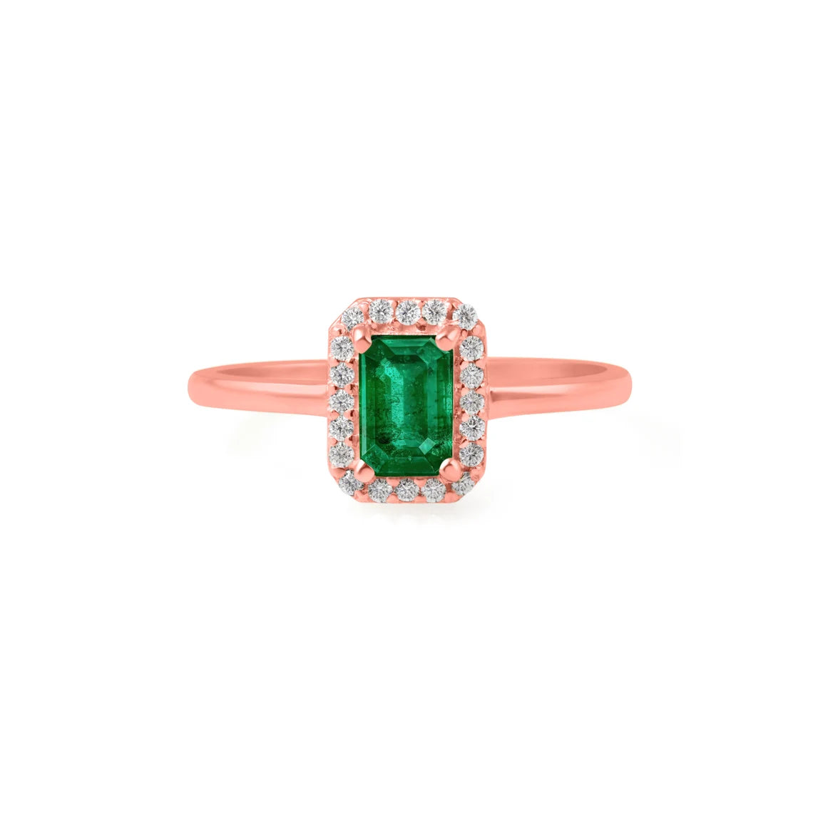 Natural Emerald Solid Gold Ring, 18K Solid Gold Emerald Halo Diamond Ring, Anniversary Gift, Emerald Gold Ring,May Birthstone, Gift Jewelry
