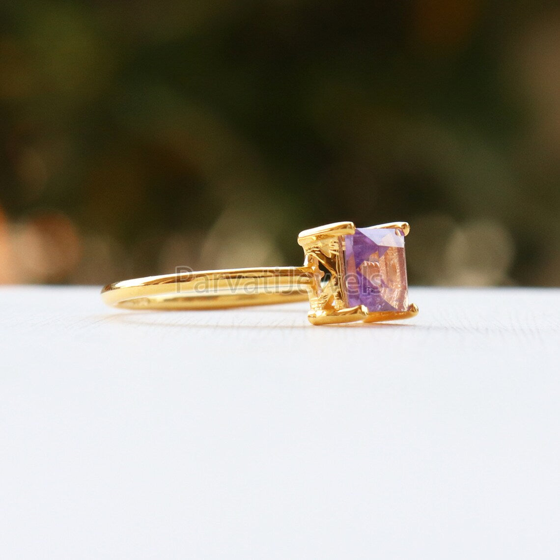 Natural Amethyst 14k & 18k Solid Gold Ring, Gemstone Ring, Gold Jewelry, Solid Gold Ring, Handmade Garnet Gold Ring, Gold Ring, Gift For Her