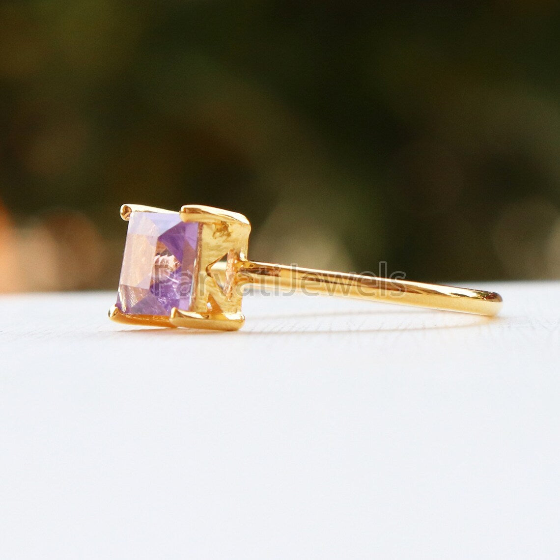 Natural Amethyst 14k & 18k Solid Gold Ring, Gemstone Ring, Gold Jewelry, Solid Gold Ring, Handmade Garnet Gold Ring, Gold Ring, Gift For Her
