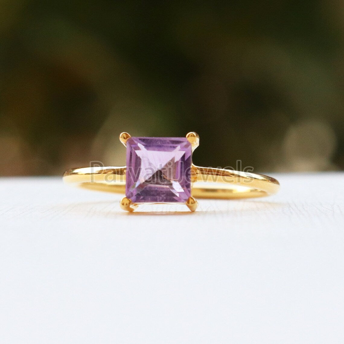 Natural Amethyst 14k & 18k Solid Gold Ring, Gemstone Ring, Gold Jewelry, Solid Gold Ring, Handmade Garnet Gold Ring, Gold Ring, Gift For Her