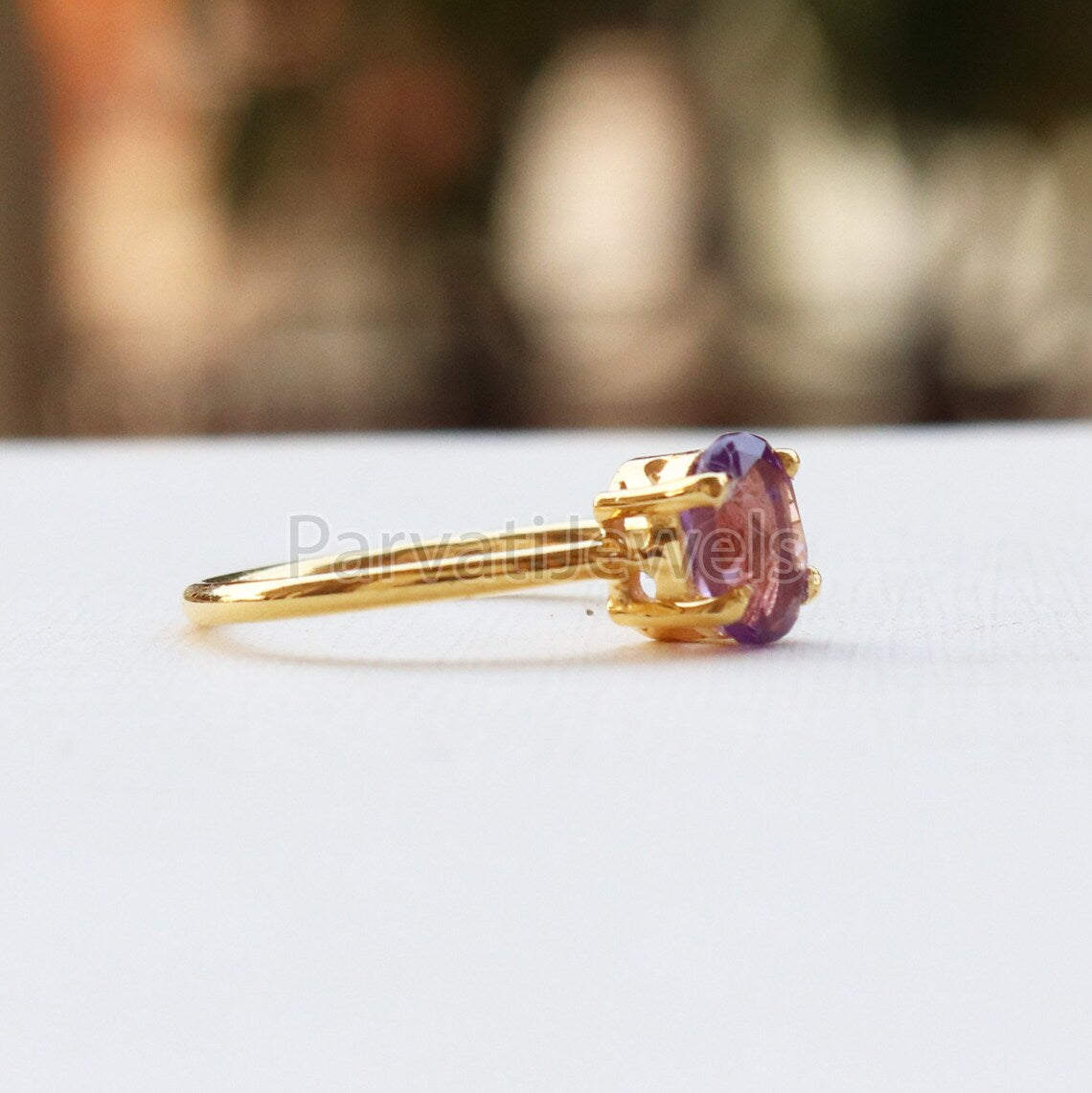 Elegant Amethyst 14k & 18k Solid Gold Ring, Gemstone Ring, Gold Jewelry, Solid Gold Ring, Handmade Amethyst Gold Ring,Gold Ring,Gift For Her