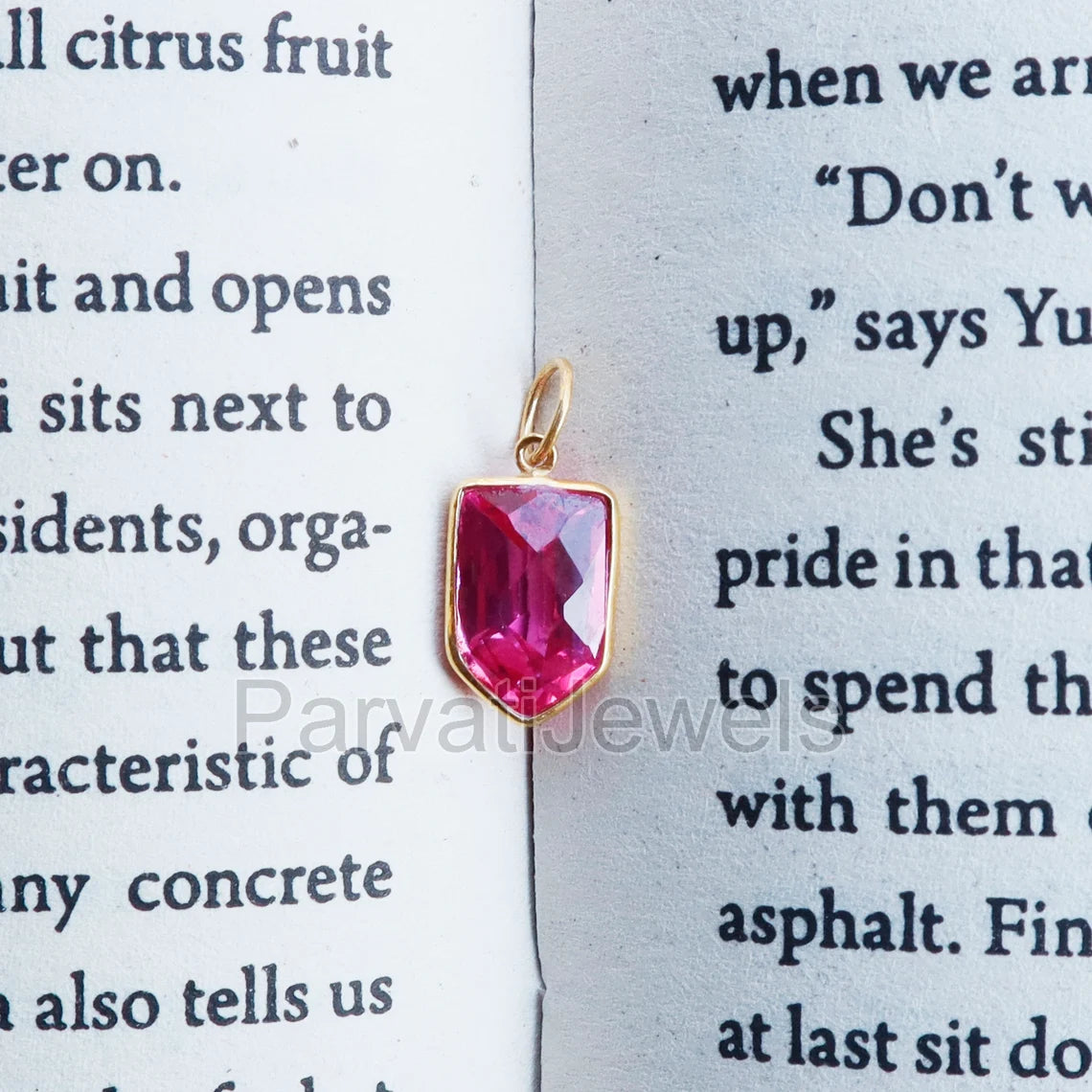 Lab-Created Pink Tourmaline Charm, 18k Solid Gold Charm, Handcrafted Gold Charm, Charms Pendant, Gold Jewelry, Tourmaline Charm,Gift For Her