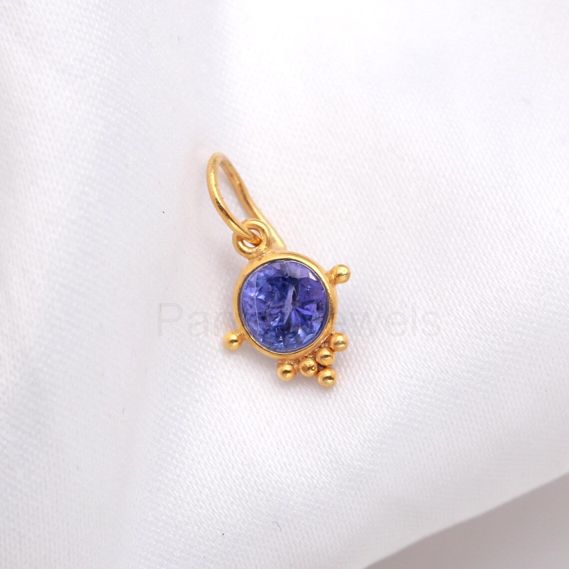 Natural Tanzanite Charm, Solid 18k Gold Charm, Handmade Gold Charm, December Birthstone Charm, Tanzanite Gold Charm,Minimalist Charm Pendant