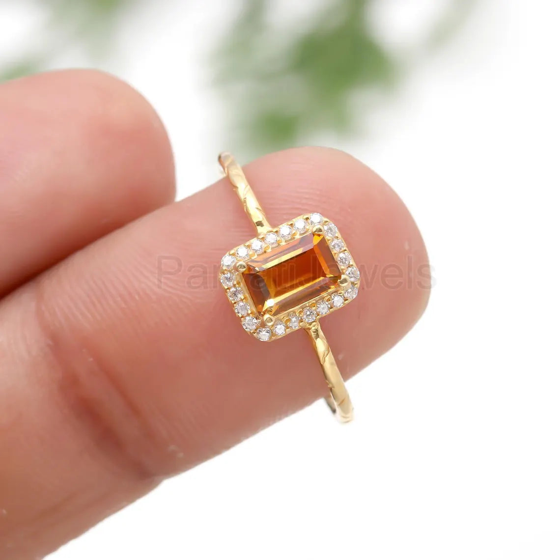 Natural Citrine With Diamond Gold Ring, 14K Solid Gold Ring, Diamond Ring, Anniversary Gift, Citrine Gold Ring, November Birthstone Ring