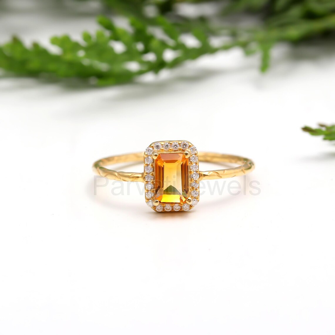 Natural Citrine With Diamond Gold Ring, 14K Solid Gold Ring, Diamond Ring, Anniversary Gift, Citrine Gold Ring, November Birthstone Ring