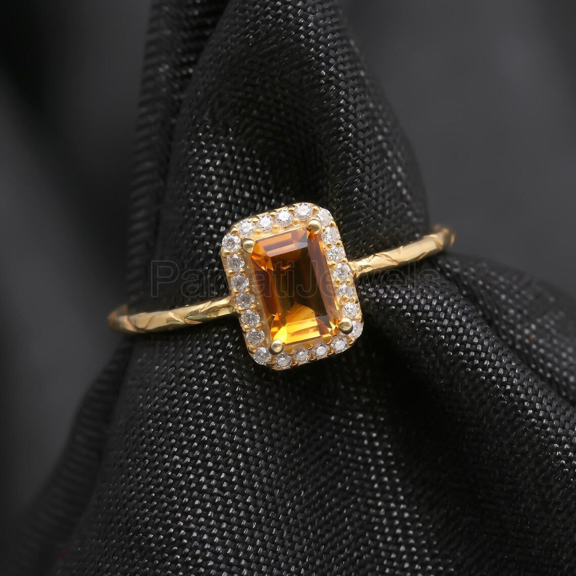 Natural Citrine With Diamond Gold Ring, 14K Solid Gold Ring, Diamond Ring, Anniversary Gift, Citrine Gold Ring, November Birthstone Ring