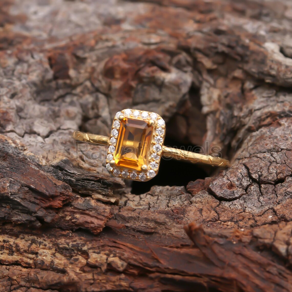 Natural Citrine With Diamond Gold Ring, 14K Solid Gold Ring, Diamond Ring, Anniversary Gift, Citrine Gold Ring, November Birthstone Ring