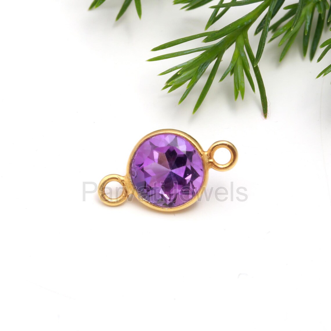 Natural Amethyst Connector, 18k Solid Gold Connector, Amethyst Connector Pendant, Gold Connector, Connector, Gold Jewelry Connector