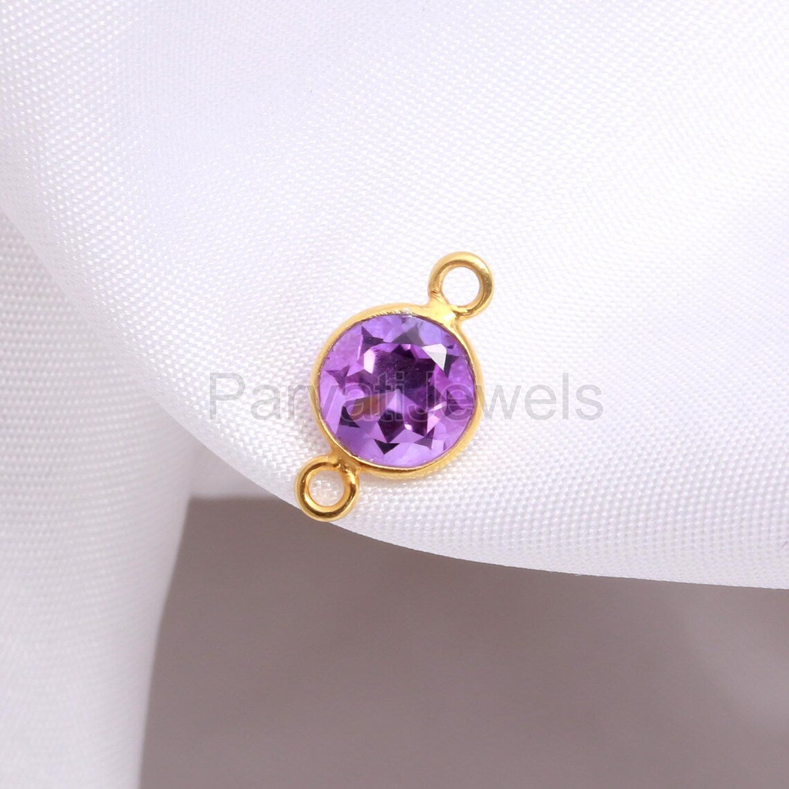 Natural Amethyst Connector, 18k Solid Gold Connector, Amethyst Connector Pendant, Gold Connector, Connector, Gold Jewelry Connector