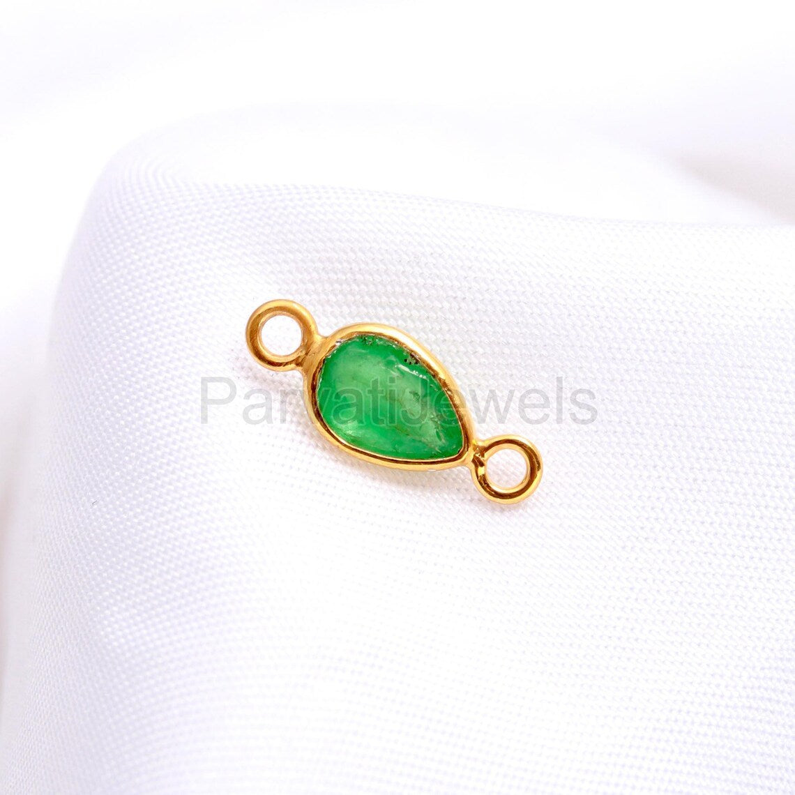 Natural Emerald Connector, 18k Solid Gold Connector, Emerald Connector, Gold Connector, Connector Pendant, Gold Jewelry Connector