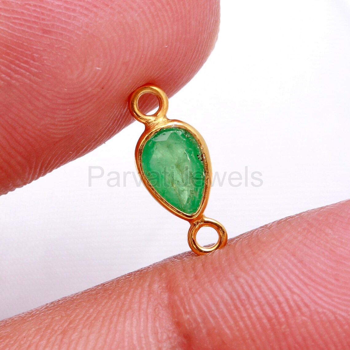 Natural Emerald Connector, 18k Solid Gold Connector, Emerald Connector, Gold Connector, Connector Pendant, Gold Jewelry Connector
