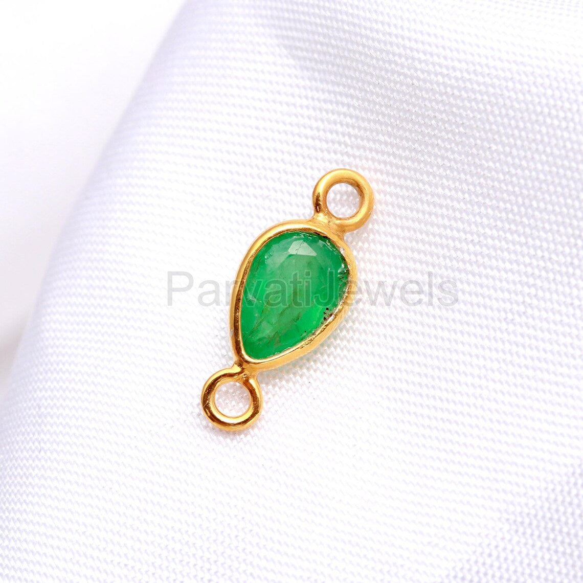 Natural Emerald Connector, 18k Solid Gold Connector, Emerald Connector, Gold Connector, Connector Pendant, Gold Jewelry Connector