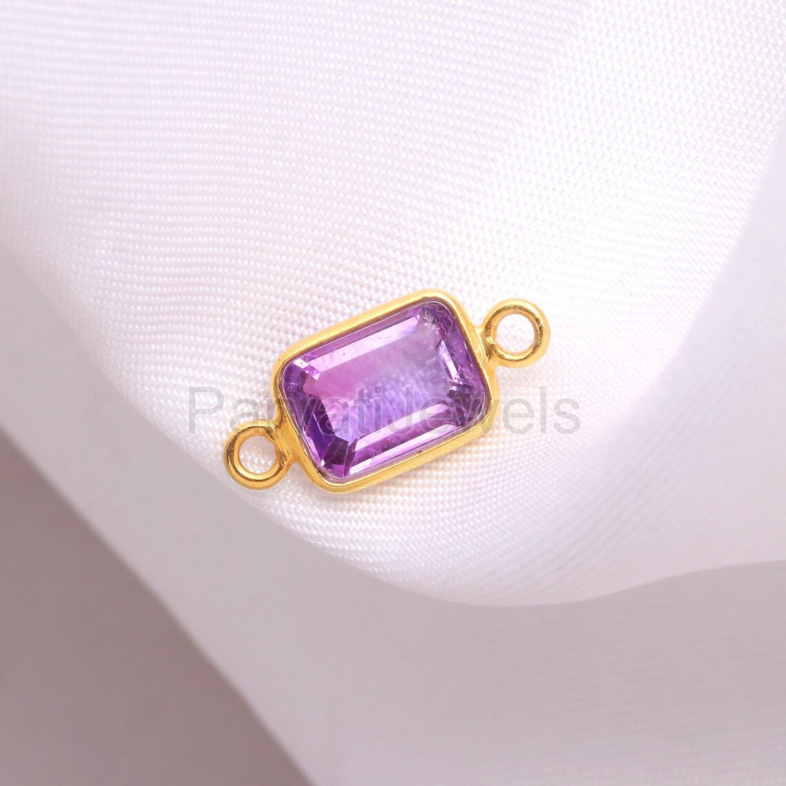 Natural Amethyst Connector, 18k Solid Gold Connector, Amethyst Connector, Gold Connector, Jewelry Crafting, Gold Jewelry Connector