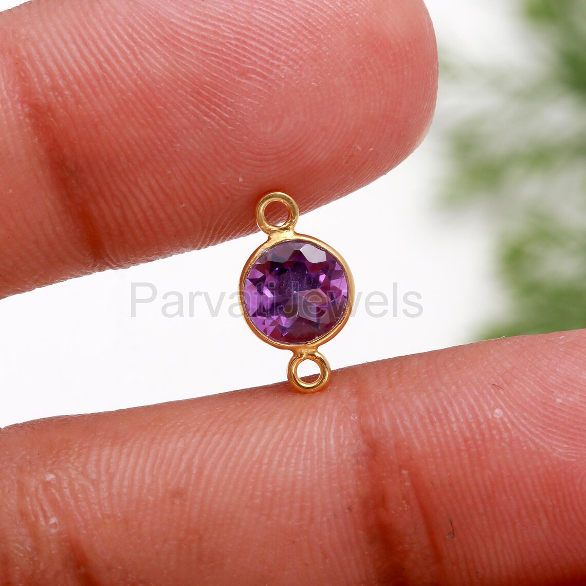 Natural Amethyst Connector, 18k Solid Gold Connector, Amethyst Connector Pendant, Gold Connector, Connector, Gold Jewelry Connector