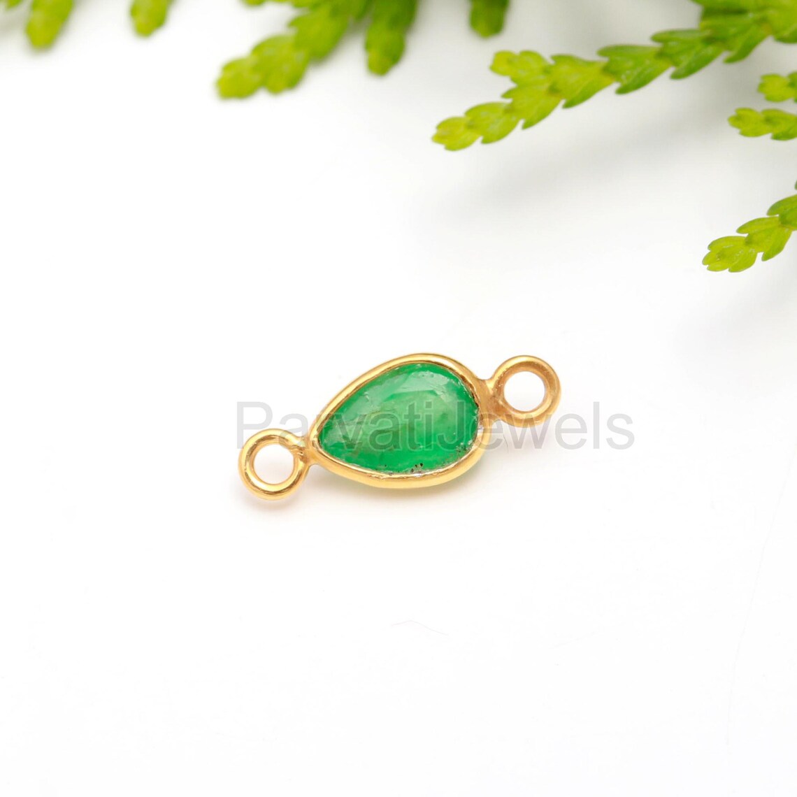 Natural Emerald Connector, 18k Solid Gold Connector, Emerald Connector, Gold Connector, Connector Pendant, Gold Jewelry Connector