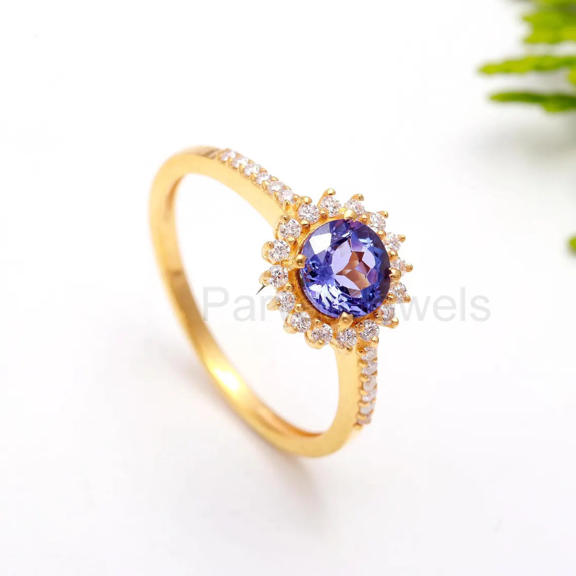 AA Natural Tanzanite Solid Gold Ring, 14K Solid Gold Ring, Diamond Ring, Anniversary Gift, Tanzanite Gold Ring, December Birthstone Ring
