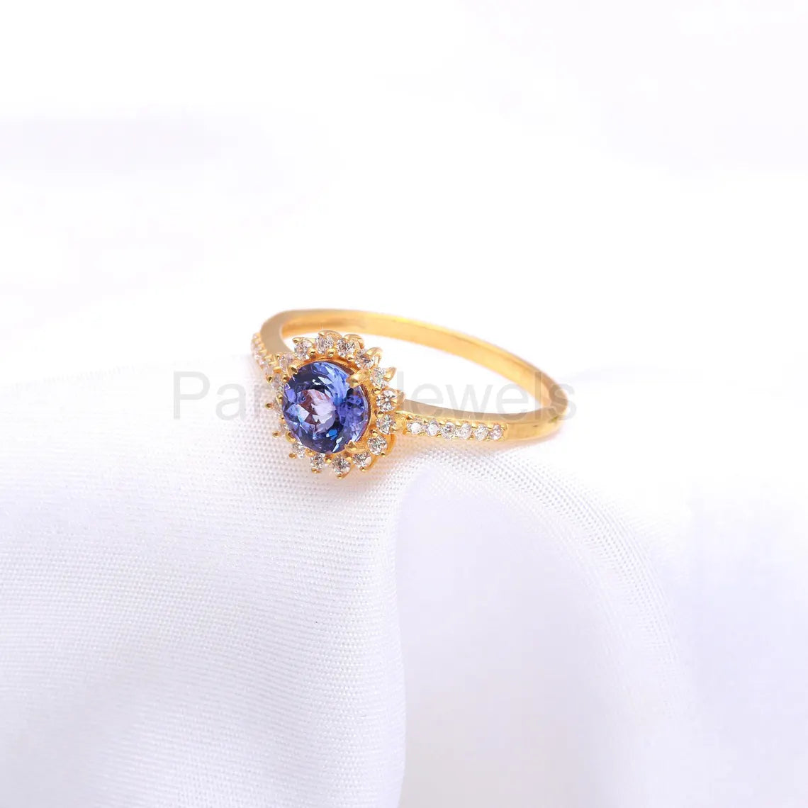 AA Natural Tanzanite Solid Gold Ring, 14K Solid Gold Ring, Diamond Ring, Anniversary Gift, Tanzanite Gold Ring, December Birthstone Ring