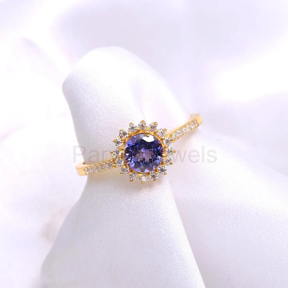AA Natural Tanzanite Solid Gold Ring, 14K Solid Gold Ring, Diamond Ring, Anniversary Gift, Tanzanite Gold Ring, December Birthstone Ring