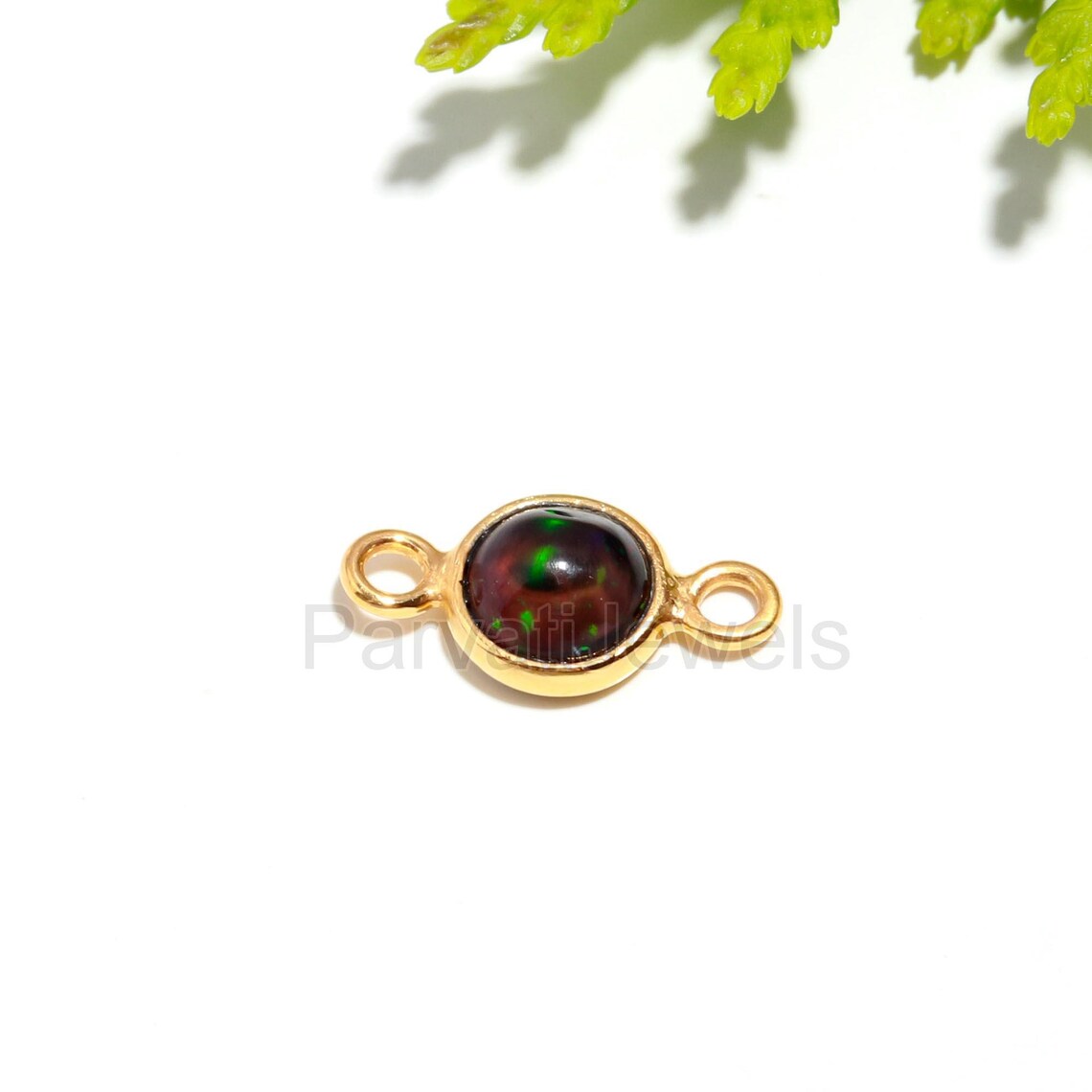 Natural Ethiopian Opal Connector, 18k Solid Gold Connector, Fire Opal Connector, Gold Pendant Connector, Gold Jewelry Connector